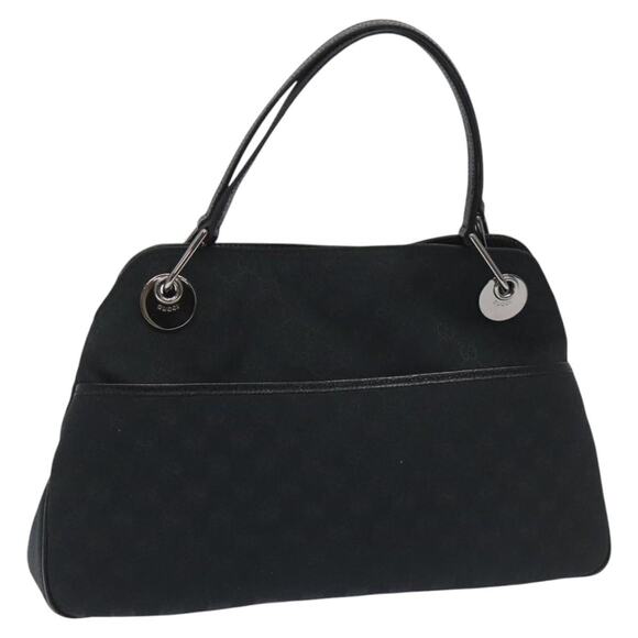 GUCCI GG Canvas Shoulder Bag Black Silver - Picture 1 of 16